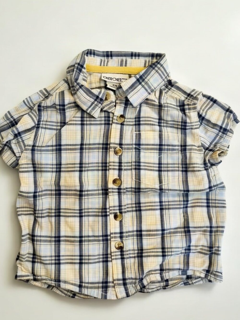 Cherokee Baby Boy Plaid Button Down Shirt 9M